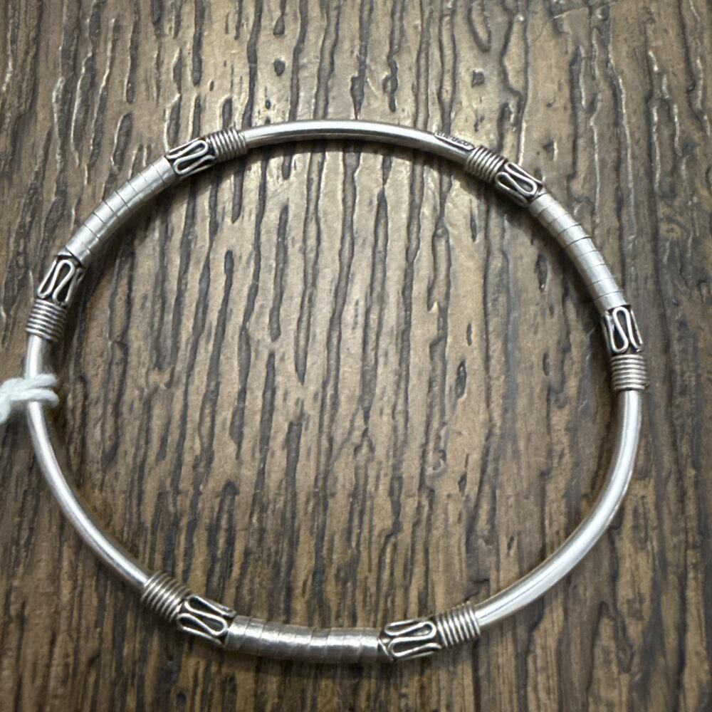 925 BAS Sterling Silver Bangle Bali Style Wire Wrap Scroll 2.75” 10.3 G Bracelet